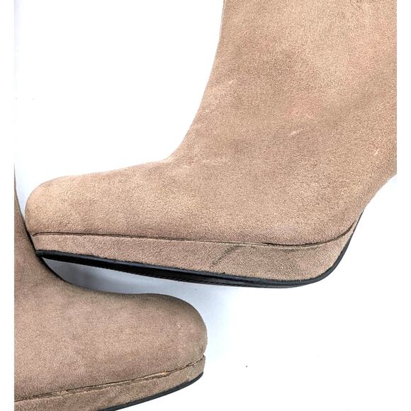 Mootsies Tootsies Suede Knee-High Heels – 3.5" Heel - Y2K Minimalist, Taupe, 10M - Picture 6 of 16